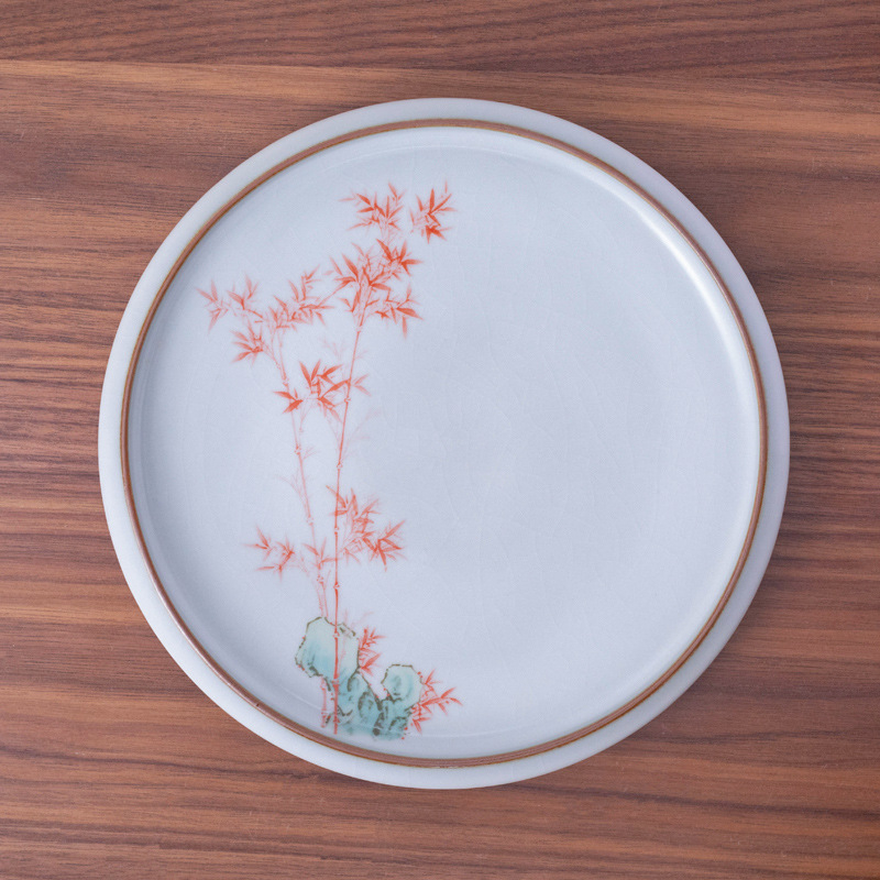 Tavă ceramică pentru ceai cu suport pentru capac și bază anti-arzuri – accesorii pentru set Kung Fu ceai, personalizare logo