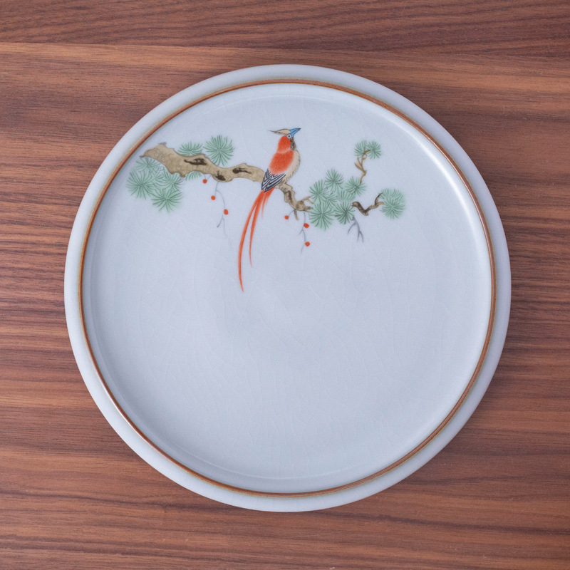 Tavă ceramică pentru ceai cu suport pentru capac și bază anti-arzuri – accesorii pentru set Kung Fu ceai, personalizare logo