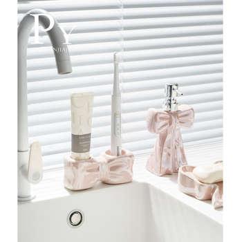Suport ceramic pentru periuțe de dinți cu design cu fluture, spațiu pentru pastă și depozitare pentru periuțe electrice, dulap de baie luxos