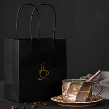 Cană de cafea în stil japonez, ceramică rustic retro, lucrată manual, cu farfurie, set pour-over