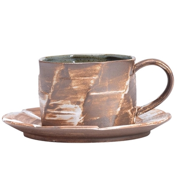 Cană de cafea în stil japonez, ceramică rustic retro, lucrată manual, cu farfurie, set pour-over