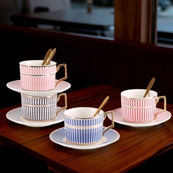 Set ceramic de cafea cu ceașcă și farfurioară, stil Nordic pastoral, design creativ minimalist, ceașcă cu pereți drepți pentru ceaiul de după-amiază, stil englezesc