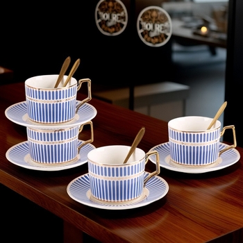 Set ceramic de cafea cu ceașcă și farfurioară, stil Nordic pastoral, design creativ minimalist, ceașcă cu pereți drepți pentru ceaiul de după-amiază, stil englezesc