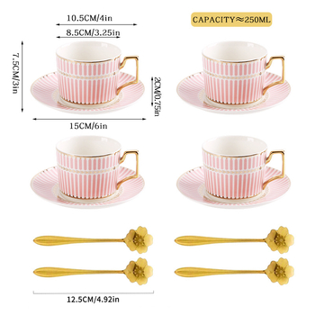 Set ceramic de cafea cu ceașcă și farfurioară, stil Nordic pastoral, design creativ minimalist, ceașcă cu pereți drepți pentru ceaiul de după-amiază, stil englezesc