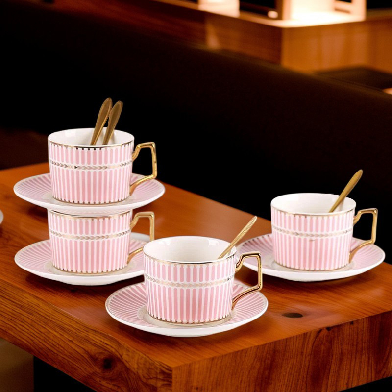 Set ceramic de cafea cu ceașcă și farfurioară, stil Nordic pastoral, design creativ minimalist, ceașcă cu pereți drepți pentru ceaiul de după-amiază, stil englezesc