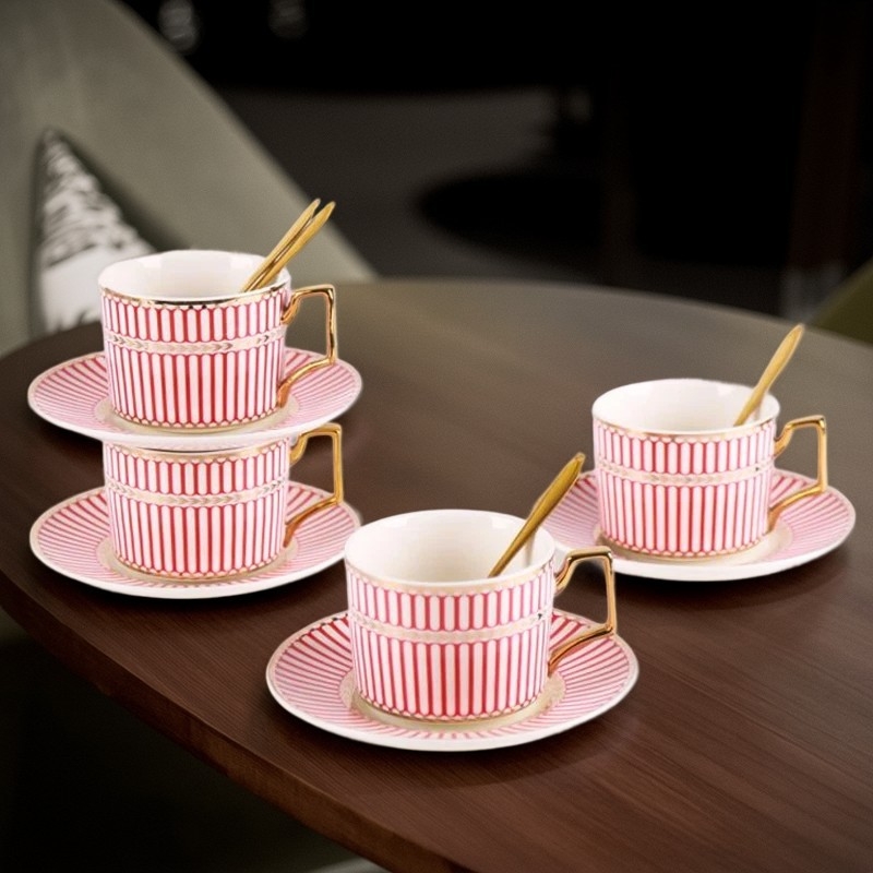 Set ceramic de cafea cu ceașcă și farfurioară, stil Nordic pastoral, design creativ minimalist, ceașcă cu pereți drepți pentru ceaiul de după-amiază, stil englezesc