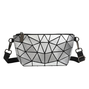 Geometrijska romboidna lančana kozmetička torbica, luminozno mijenjanje boje, mala crossbody/ramena torba, PVC, urbani stil