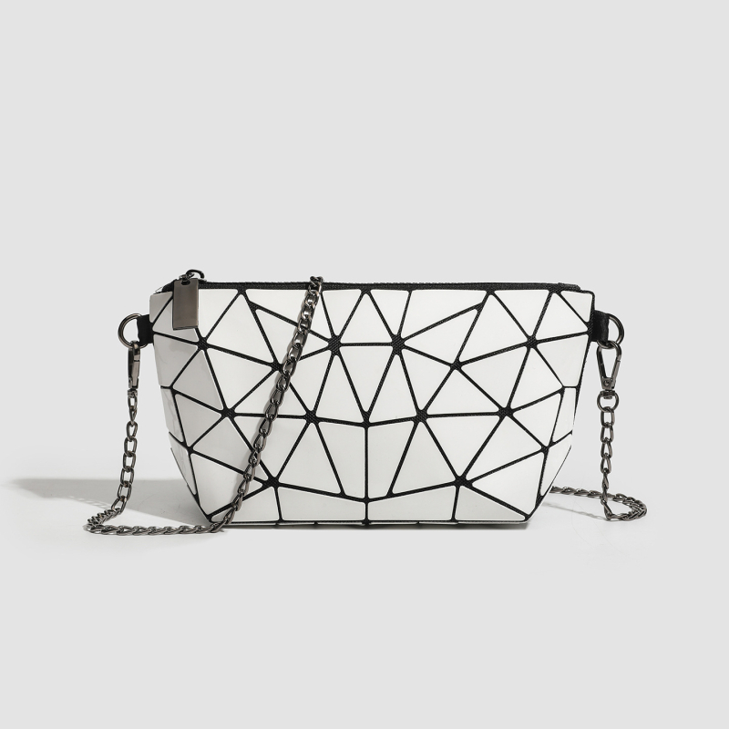Geometrijska romboidna lančana kozmetička torbica, luminozno mijenjanje boje, mala crossbody/ramena torba, PVC, urbani stil