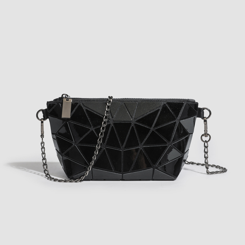 Geometrijska romboidna lančana kozmetička torbica, luminozno mijenjanje boje, mala crossbody/ramena torba, PVC, urbani stil
