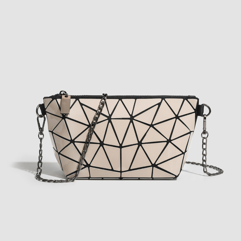 Geometrijska romboidna lančana kozmetička torbica, luminozno mijenjanje boje, mala crossbody/ramena torba, PVC, urbani stil