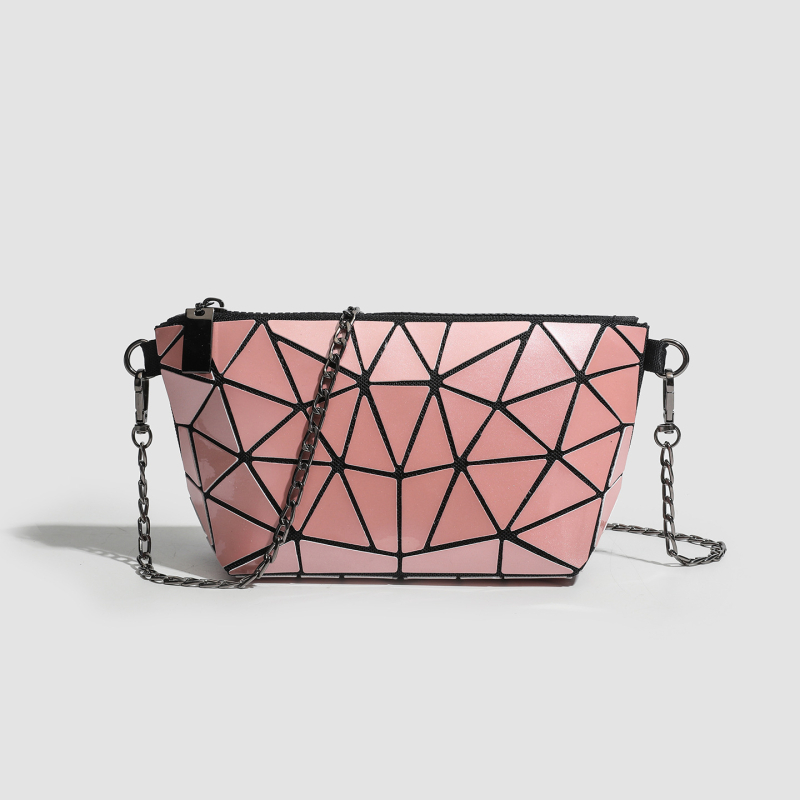 Geometrijska romboidna lančana kozmetička torbica, luminozno mijenjanje boje, mala crossbody/ramena torba, PVC, urbani stil