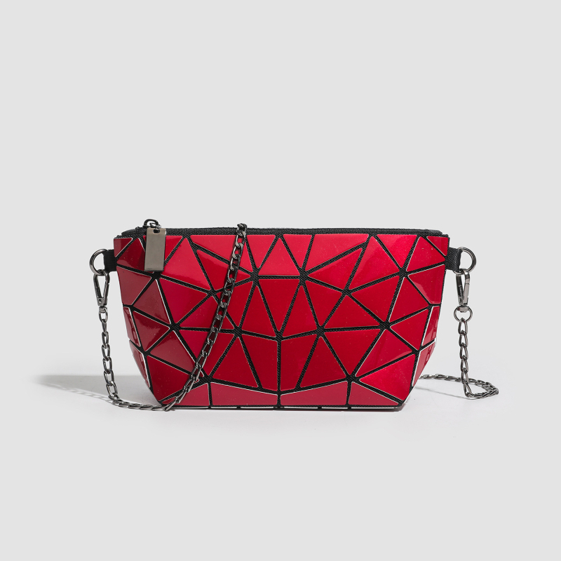 Geometrijska romboidna lančana kozmetička torbica, luminozno mijenjanje boje, mala crossbody/ramena torba, PVC, urbani stil