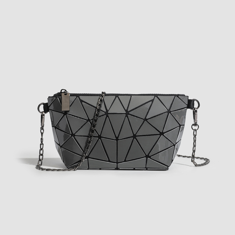 Geometrijska romboidna lančana kozmetička torbica, luminozno mijenjanje boje, mala crossbody/ramena torba, PVC, urbani stil
