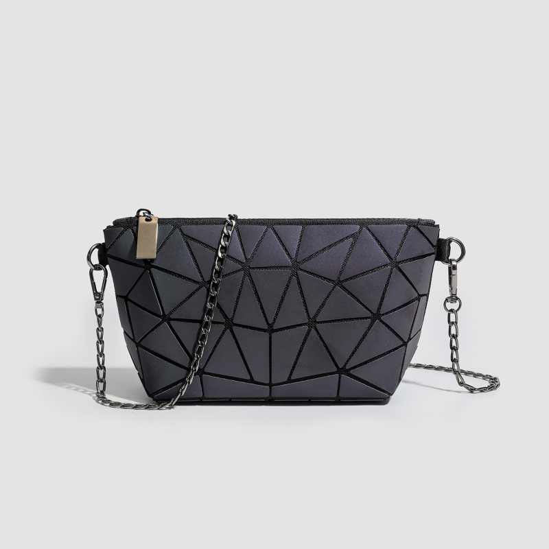 Geometrijska romboidna lančana kozmetička torbica, luminozno mijenjanje boje, mala crossbody/ramena torba, PVC, urbani stil