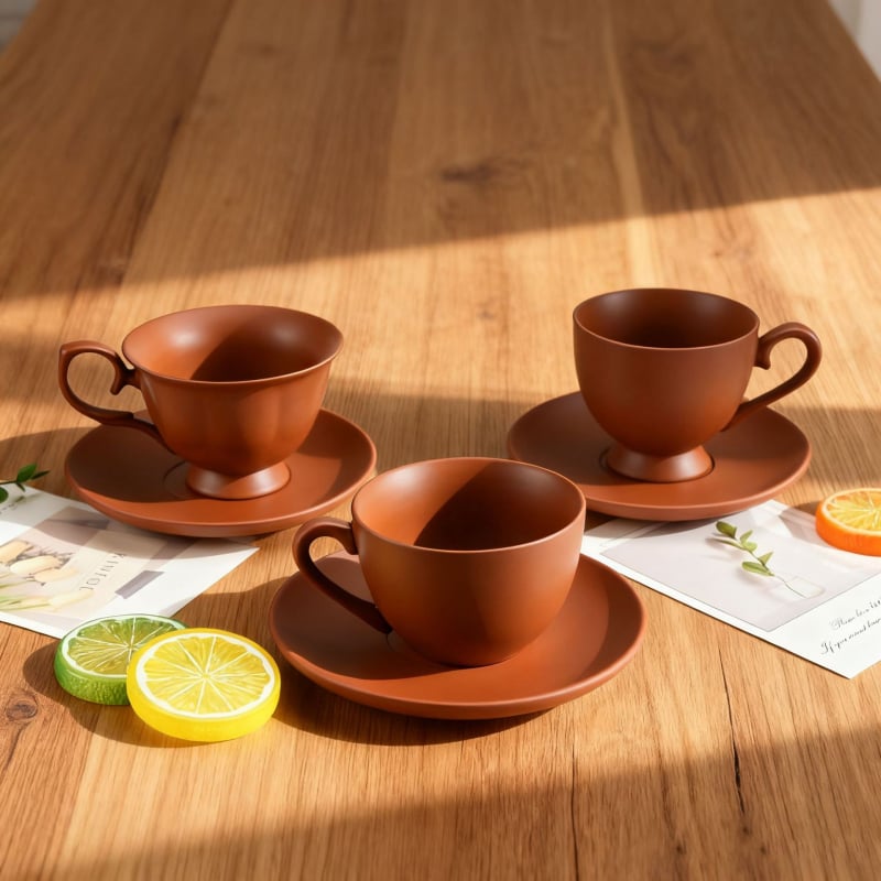 Set de cești de cafea din ceramică, stil modern minimalist, pentru uz casnic, cu farfurioare, stil vintage rustic