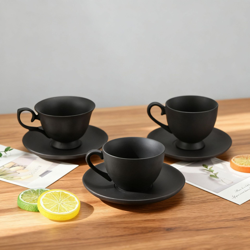 Set de cești de cafea din ceramică, stil modern minimalist, pentru uz casnic, cu farfurioare, stil vintage rustic