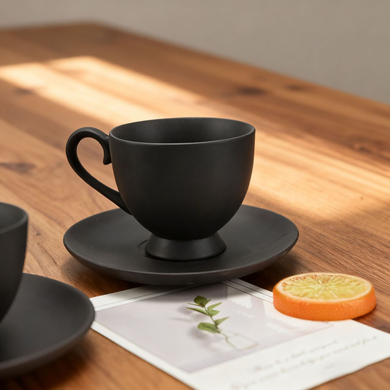 Set de cești de cafea din ceramică, stil modern minimalist, pentru uz casnic, cu farfurioare, stil vintage rustic