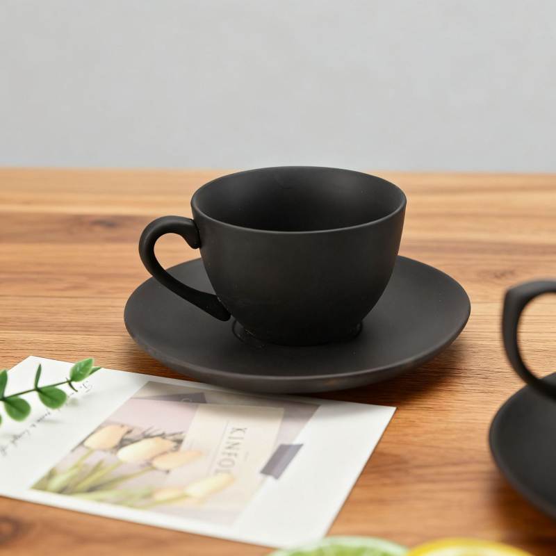 Set de cești de cafea din ceramică, stil modern minimalist, pentru uz casnic, cu farfurioare, stil vintage rustic