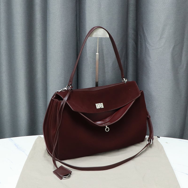 Rodeo Tote torba od prave kože s mat završnim slojem, zaključavanje, velika zapremina, ženska torba preko ramena u Kelly stilu, 25. model