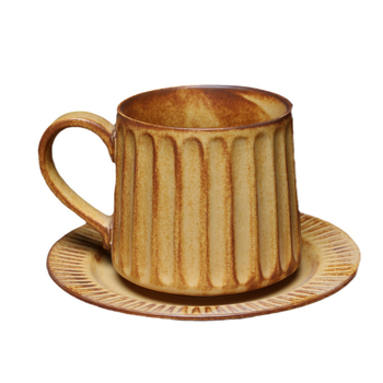 Set de cești de cafea și farfurioară în stil european, cu coloane romane în dungi, vintage elegant pentru casă și birou