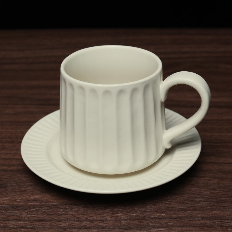 Set de cești de cafea și farfurioară în stil european, cu coloane romane în dungi, vintage elegant pentru casă și birou