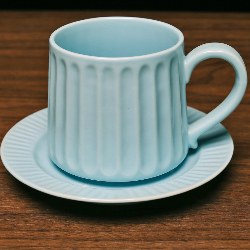 Set de cești de cafea și farfurioară în stil european, cu coloane romane în dungi, vintage elegant pentru casă și birou