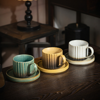 Set de cafea din ceramică cu farfurie, stil retro, cană creativă pentru birou