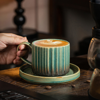 Set de cafea din ceramică cu farfurie, stil retro, cană creativă pentru birou