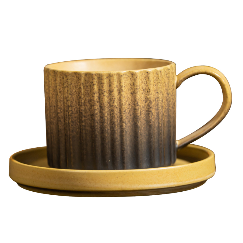 Set de cafea din ceramică cu farfurie, stil retro, cană creativă pentru birou