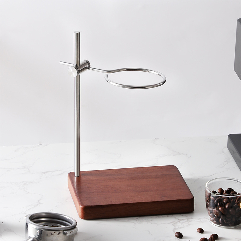 Set de suport pentru cafea pour-over din lemn masiv, cu filtru V60, cană din sticlă și accesorii din oțel inoxidabil