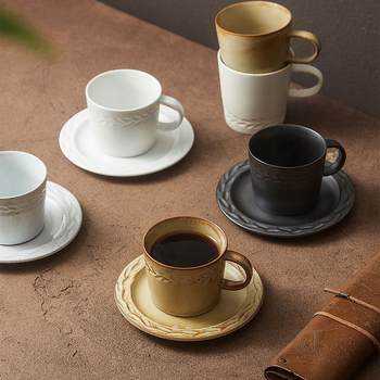 Set de cești de cafea și farfurioare cu glazură de cuptor, stil nordic, ceașcă pentru ceai de după-amiază și ceașcă de ceai negru, design premium
