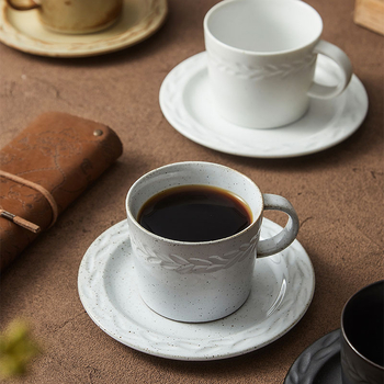Set de cești de cafea și farfurioare cu glazură de cuptor, stil nordic, ceașcă pentru ceai de după-amiază și ceașcă de ceai negru, design premium