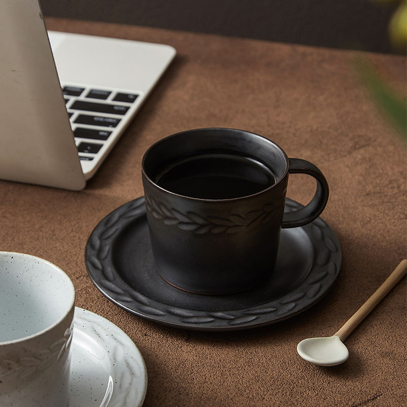 Set de cești de cafea și farfurioare cu glazură de cuptor, stil nordic, ceașcă pentru ceai de după-amiază și ceașcă de ceai negru, design premium
