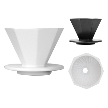 Set pour-over pentru cafea din sticlă octagonală cu filtru ceramic octagonal – echipament pentru preparare cafea la filtru