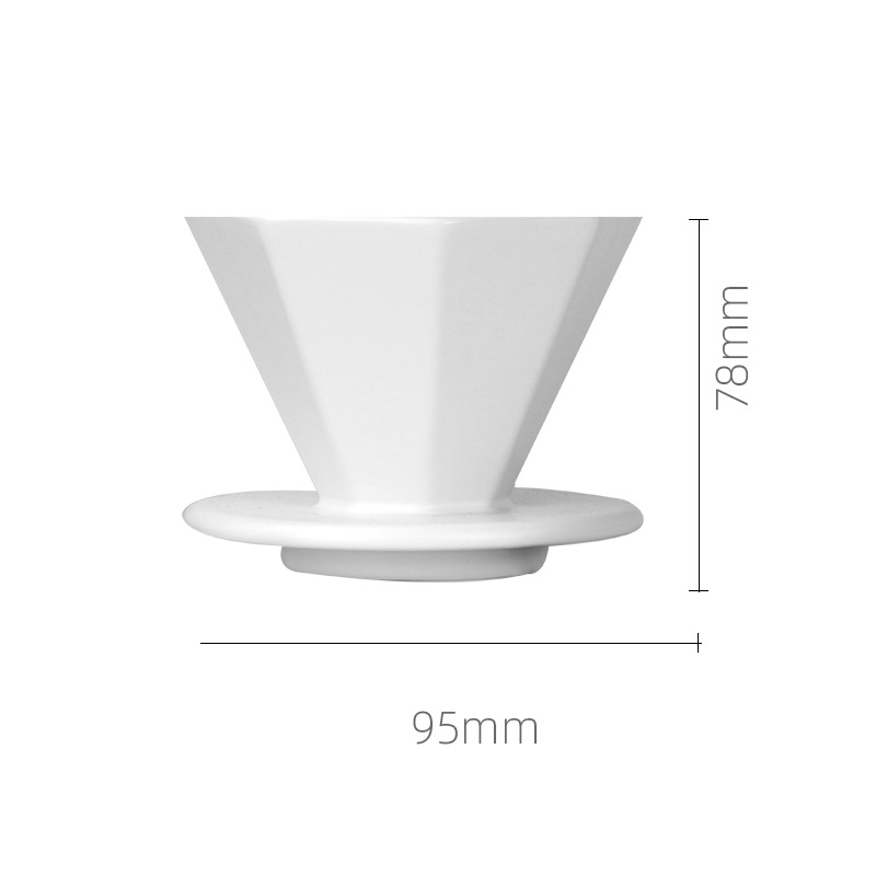 Set pour-over pentru cafea din sticlă octagonală cu filtru ceramic octagonal – echipament pentru preparare cafea la filtru