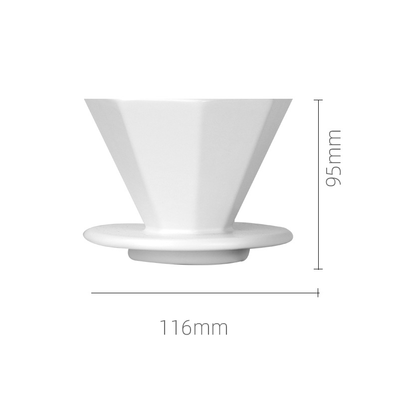 Set pour-over pentru cafea din sticlă octagonală cu filtru ceramic octagonal – echipament pentru preparare cafea la filtru