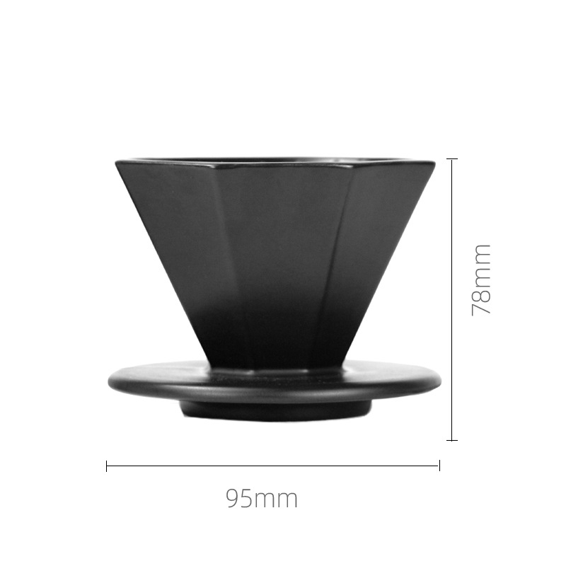 Set pour-over pentru cafea din sticlă octagonală cu filtru ceramic octagonal – echipament pentru preparare cafea la filtru