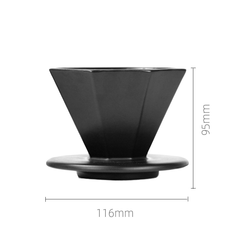 Set pour-over pentru cafea din sticlă octagonală cu filtru ceramic octagonal – echipament pentru preparare cafea la filtru