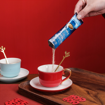 Ceașcă de cafea din porțelan cu farfuriu – logo personalizat, stil chinezesc, set cadou de nuntă pentru cupluri