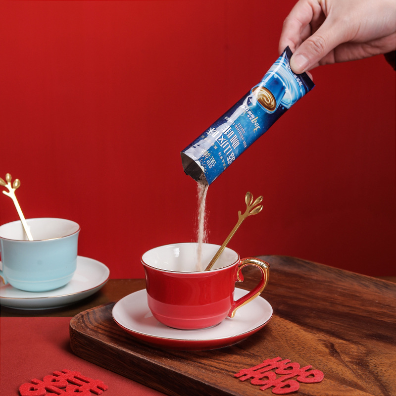 Ceașcă de cafea din porțelan cu farfuriu – logo personalizat, stil chinezesc, set cadou de nuntă pentru cupluri