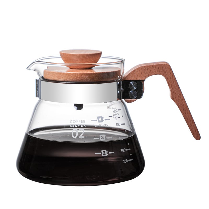 Set cafea din sticlă borosilicat de înaltă rezistență, cu filtru V60 și ceașcă-filtru cu dungi drepte
