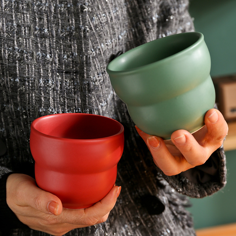 Set de cești ceramice pentru degustare de cafea, artă latte, în culori, stil nordic
