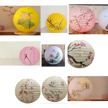 Lampă rotundă din hârtie, 30 cm, pentru decor, în stil antic – Mid-Autumn Festival și Ziua Națională