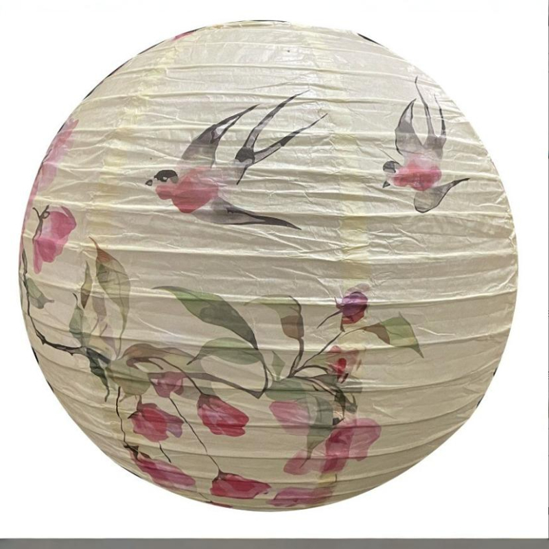 Lampă rotundă din hârtie, 30 cm, pentru decor, în stil antic – Mid-Autumn Festival și Ziua Națională