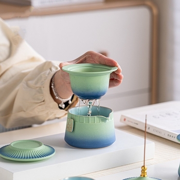 Set ceramic Kung Fu pentru ceai, pentru uz casnic — ceainic chinezesc, cești de ceai și recipient de ceai, cutie cadou