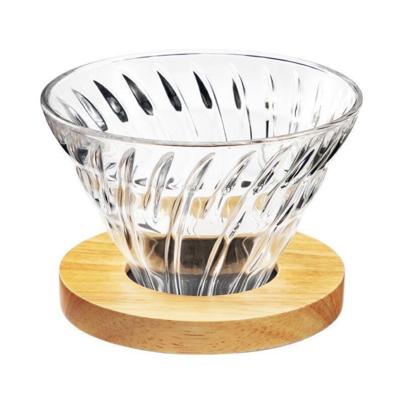 Set de cafea cu vas din sticlă borosilicat rezistent la temperaturi și filtru V60 din sticlă