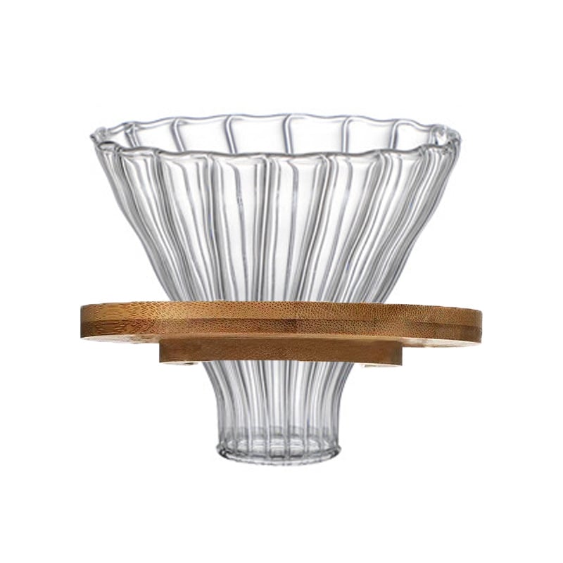 Set de cafea cu vas din sticlă borosilicat rezistent la temperaturi și filtru V60 din sticlă