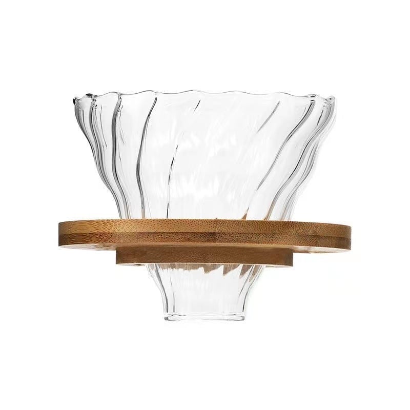 Set de cafea cu vas din sticlă borosilicat rezistent la temperaturi și filtru V60 din sticlă