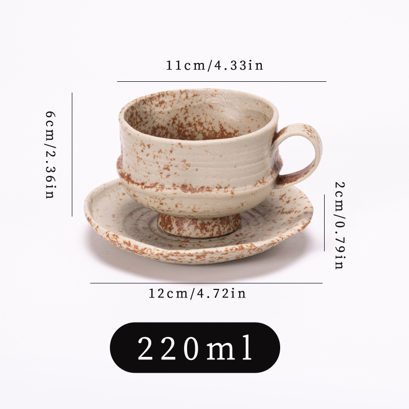 Set cafea ceramic stil japonez retro, ceașcă și farfurioară latte art