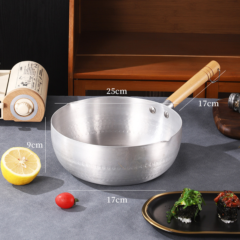 Oală Yukihira din oțel inoxidabil, stil japonez, bază groasă, oală multifuncțională antiaderentă pentru paste, lapte și mâncare pentru sugari
